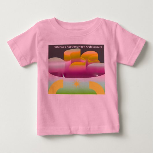 未来的な抽象ネオン建築 ベビーTシャツ (正面)