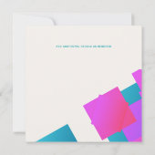 未来的な抽象的なターコイズピンクの結婚式招待状 (裏面)