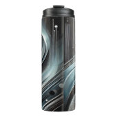 未来的な抽象芸術ブルー&シルバーサーマルタンブラー タンブラー (正面)