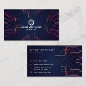 未来的な抽象芸術ラインの暗モダンい技術 名刺 (正面/裏面)
