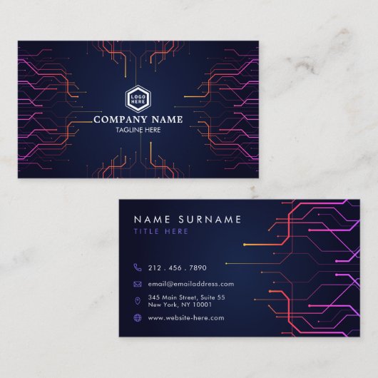 未来的な抽象芸術ラインの暗モダンい技術 名刺 (正面/裏面)