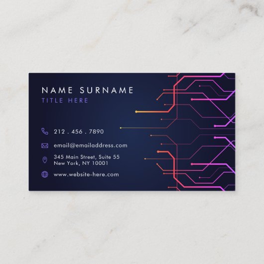 未来的な抽象芸術ラインの暗モダンい技術 名刺 (裏面)
