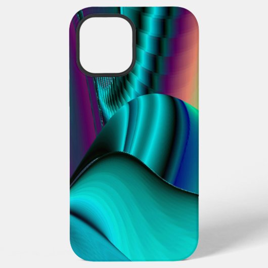 未来的な抽象3Dメタリックレインボーアート iPhoneケース (裏面)