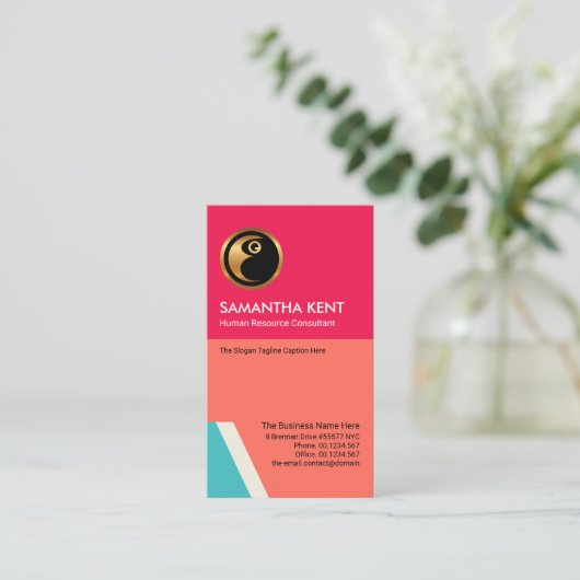 未来的な明るはっきりしたい層カラフルの採用 名刺 (スタンド正面)