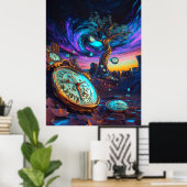 未来的な時間拡張 – シュールレアルネオンドリーム ポスター (ホームオフィス)