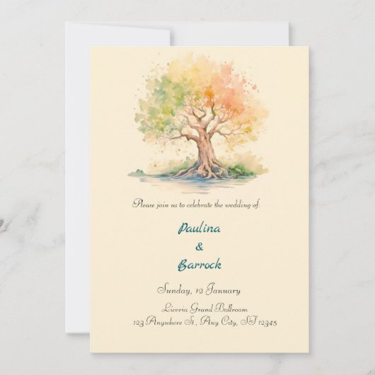 未来的な木の招待状 招待状 (正面)