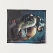 未来的な植物の酸素マスク暗疑問に思色 タペストリー (正面(横))