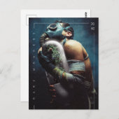 未来的な植物の酸素マスク暗疑問に思色 ポストカード (正面/裏面)