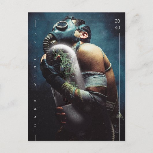 未来的な植物の酸素マスク暗疑問に思色 ポストカード (正面)