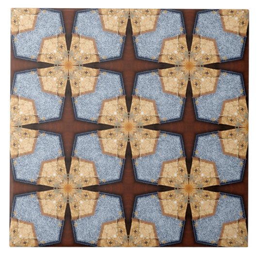 未来的な正方形と星型 タイル (正面)