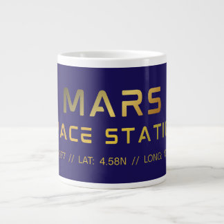 未来的な火星宇宙ステーションのグラフィックTシャツ、SFデザイン ジャンボコーヒーマグカップ