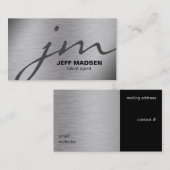 未来的な灰色と黒の鋼 名刺 (正面/裏面)