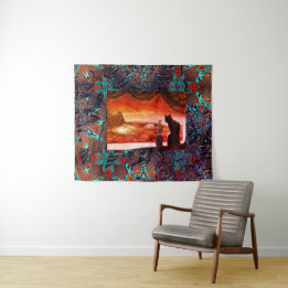 未来的な猫オン火星 タペストリー