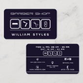 未来的な理容師と美容師の藍色  名刺 (正面/裏面)