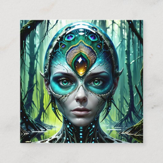 未来的な生物力学サイバネティックジャイアントはimmである スクエア名刺 (正面)