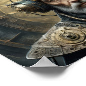 未来的な男、スチームパンクの鎧とサイコヘルメット ポスター (角)