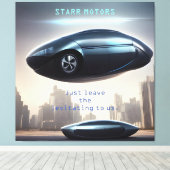 未来的な空中浮遊車とキャンバスプリント キャンバスプリント (インサイチュ (ウッドフロア))