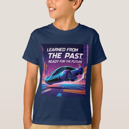 未来的な空飛ぶ車とインスピレーションを与える名言 Tシャツ (正面)