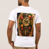 未来的な細線の羽根のタトゥーTシャツデザイン Tシャツ (裏面)