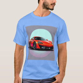 未来的な背景を持つレッドスポーツカー Tシャツ