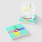 未来的な花 ストーンコースター (横)