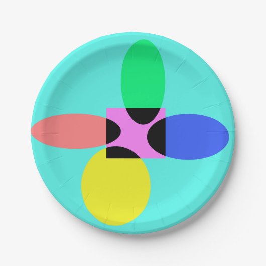 未来的な花 ペーパープレート (正面)