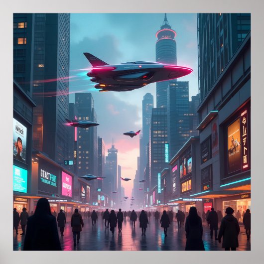 未来的な街並みを垣間見る ポスター (正面)