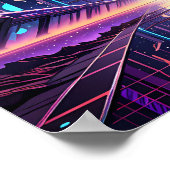 未来的な街並みを覆う超現実的な夕日 ポスター (角)