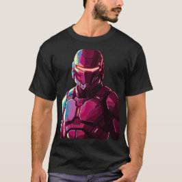 未来的な装甲兵士 ダークなストリートスタイル Tシャツ