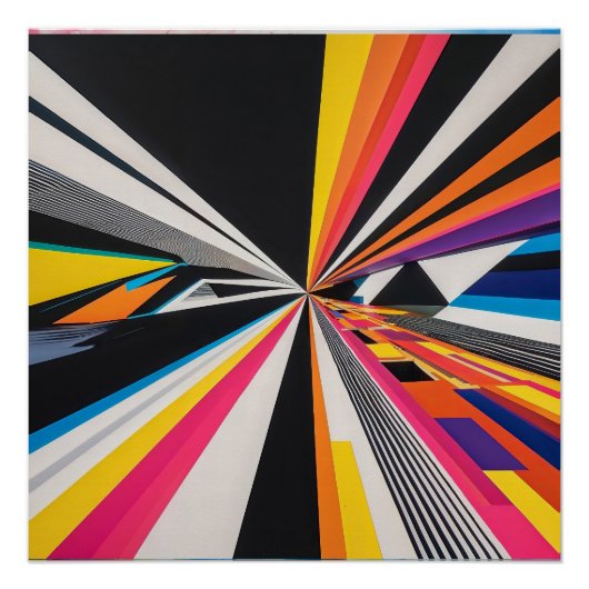 未来的な視点による光学錯視カラフル ポスター (正面)