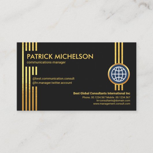 未来的な金ゴールド線プロフェッショナルCEO創立者 名刺 (正面)