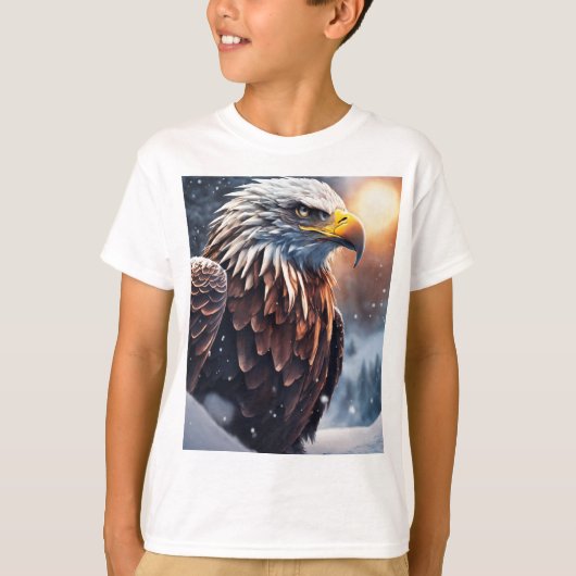 未来的な雪のイーグルロゴ Tシャツ (正面)