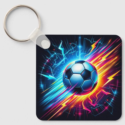 未来的な電気サッカーボールライトニング キーホルダー (正面)