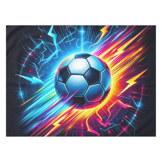 未来的な電気サッカーボールライトニング テーブルクロス (正面(横))