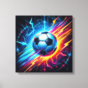 未来的な電気サッカーボール稲妻 キャンバスプリント