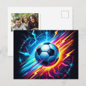未来的な電気サッカーボール稲妻 シーズンポストカード (正面/裏面)