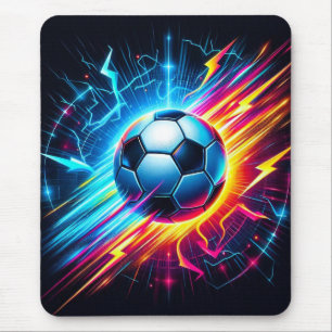 未来的な電気サッカーボール 稲妻 マウスパッド