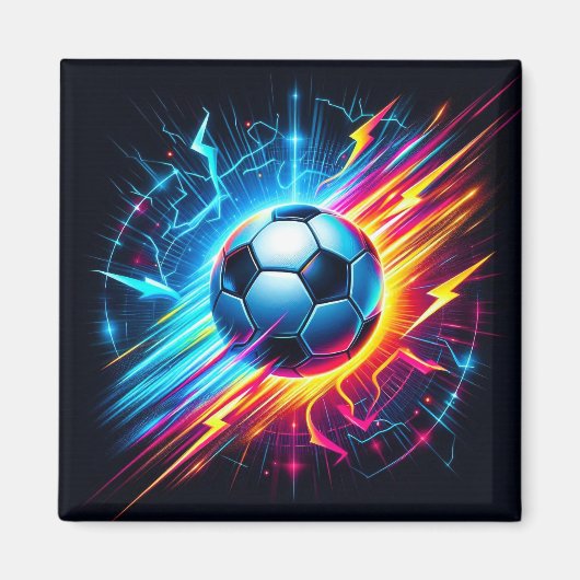 未来的な電気サッカーボール 稲妻 マグネット (正面)