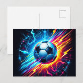 未来的な電気サッカーボール 稲妻 案内ポストカード (正面/裏面)