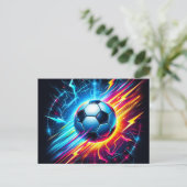 未来的な電気サッカーボール 稲妻 案内ポストカード (スタンド正面)
