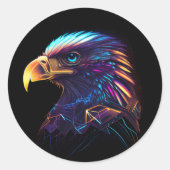 未来的な鮮やかな輝くイーグル芸術的ー ラウンドシール (正面)