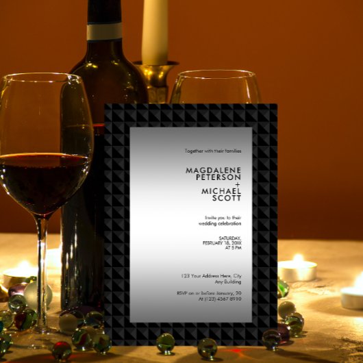 未来的な黒いポリゴン形状パター結婚ン 招待状