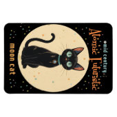 未来的な黒猫と月+テキスト マグネット (横)