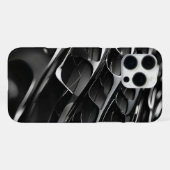 未来的な黒艶抽象3Dデザイン iPhoneケース (裏面横)
