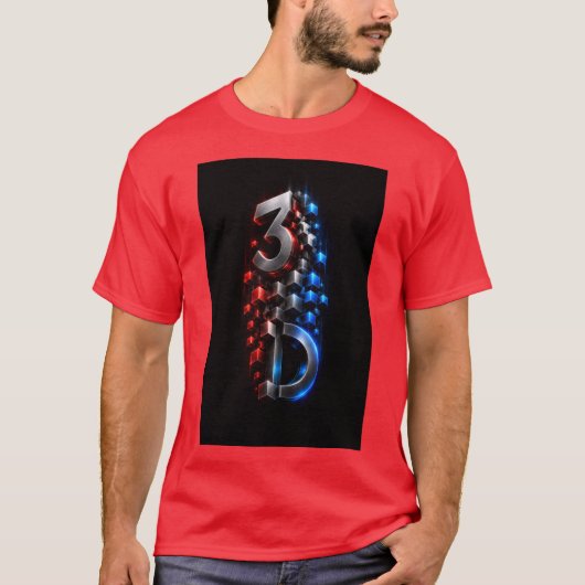 未来的な3D幾何学キューブデザインTシャツ Tシャツ (正面)