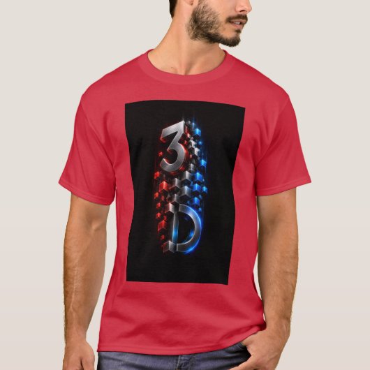 未来的な3D幾何学キューブデザインTシャツ Tシャツ (正面)