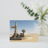 未来的なSF砂漠の前哨基地の建物 ポストカード (スタンド正面)