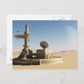未来的なSF砂漠の前哨基地の建物 ポストカード (正面/裏面)