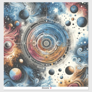 未来的ろうけつ染めコズミックアート – 宇宙デザイン シール