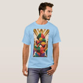 未来的アール・デコ調イラスト Tシャツ (正面フル)